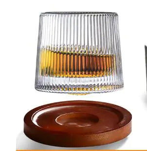 Rotating Whiskey Glass with Wooden Base - jasmin milk bar