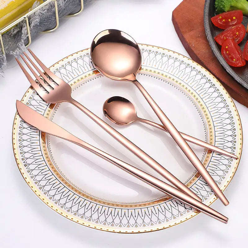 24pcs Gold Stainless Steel Cutlery Set - jasmin milk bar