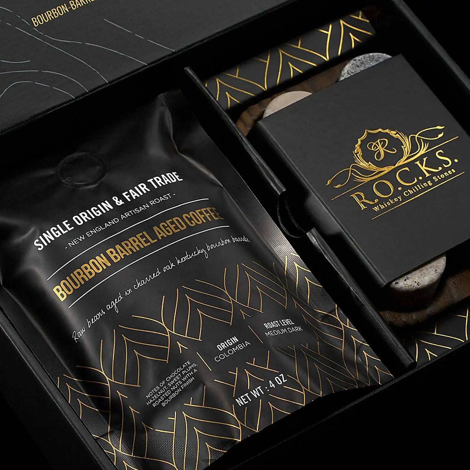 The Gourmet Gift Set - Whiskey Stones & Bourbon Barrel Aged Coffee - jasmin milk bar