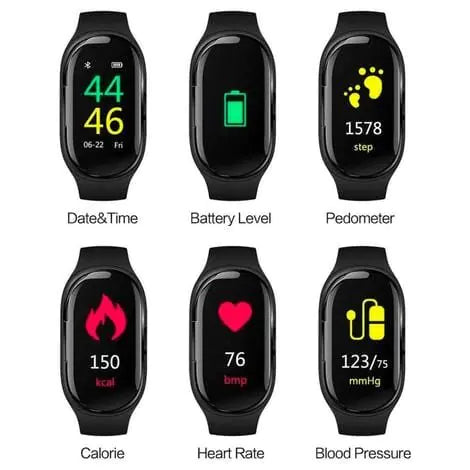 Smart Watch with Built-in TWS Wireless Bluetooth Earphone Blood Heart Rate Monitor - jasmin milk bar