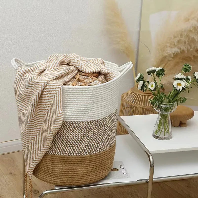 Thick Heavy Cotton Rope Laundry Bucket - jasmin milk bar