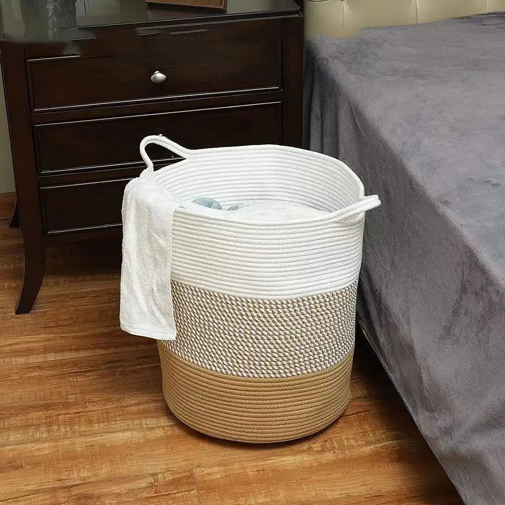 Thick Heavy Cotton Rope Laundry Bucket - jasmin milk bar