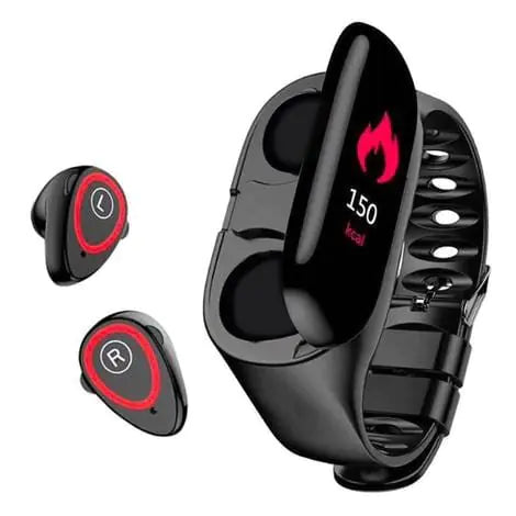 Smart Watch with Built-in TWS Wireless Bluetooth Earphone Blood Heart Rate Monitor - jasmin milk bar