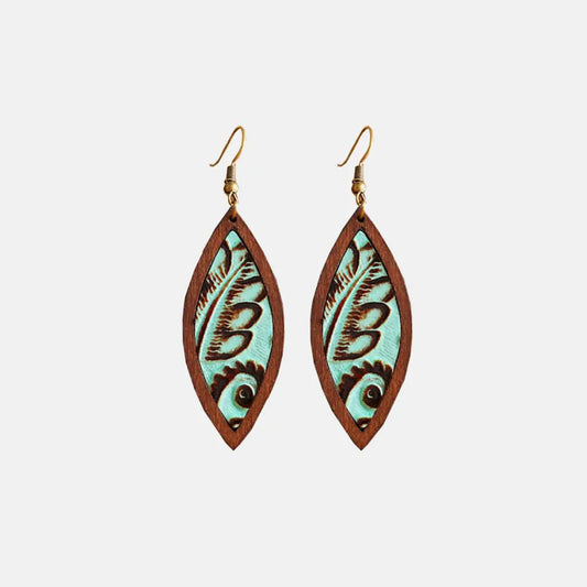 Geometrical Shape Wooden Dangle Earrings - jasmin milk bar