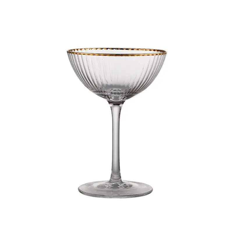 Cocktail Glass Goblet with Gold Rim Crystal Glass Cup - jasmin milk bar