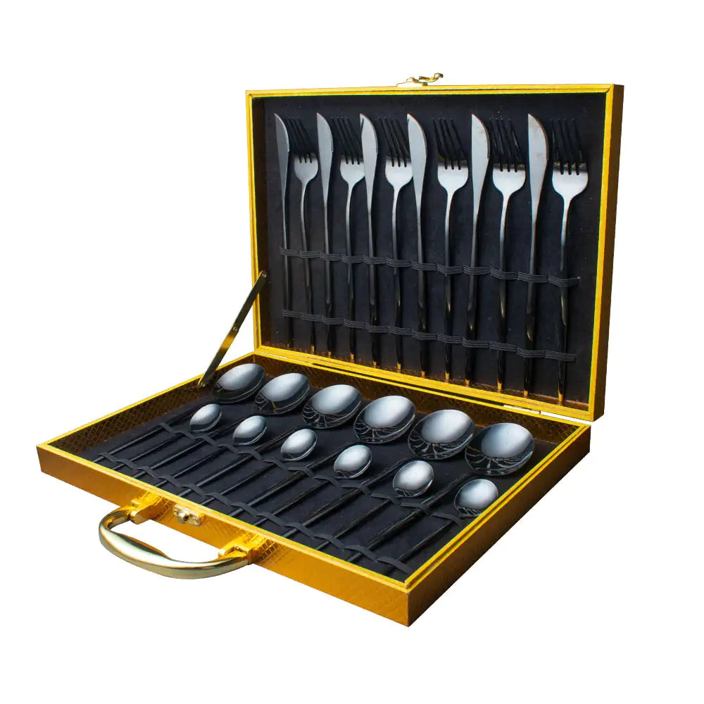 24pcs Gold Stainless Steel Cutlery Set - jasmin milk bar