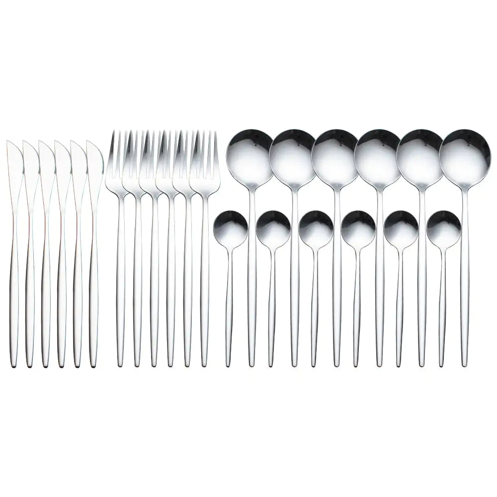 24pcs Gold Stainless Steel Cutlery Set - jasmin milk bar