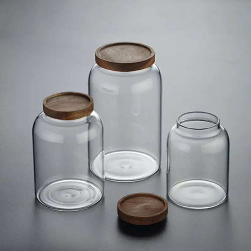 Large-Capacity Glass Jar with Wooden Lid - jasmin milk bar