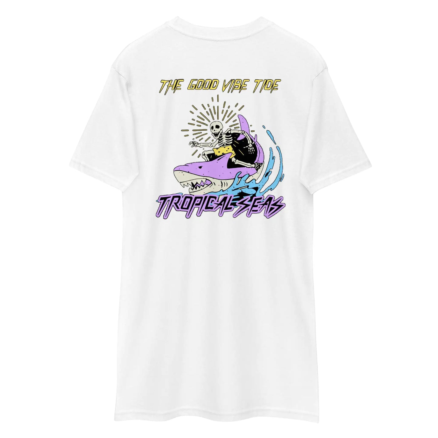 Men's Premium Tropical Neon Ride Shark T-shirt - jasmin milk bar