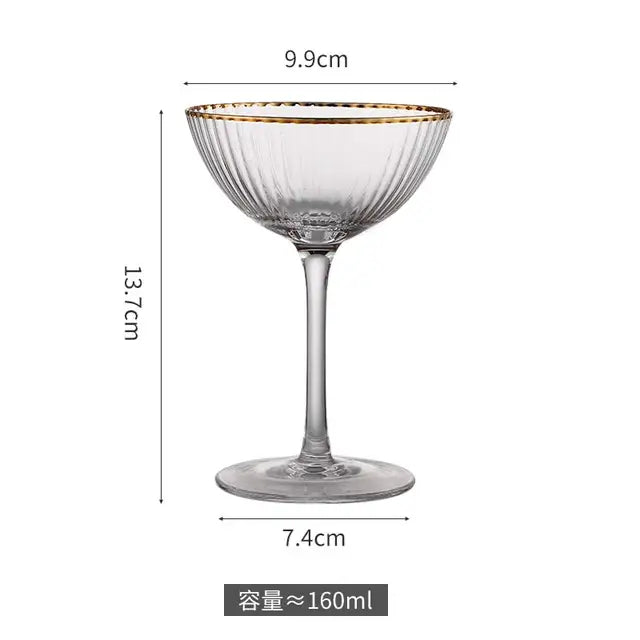 Cocktail Glass Goblet with Gold Rim Crystal Glass Cup - jasmin milk bar