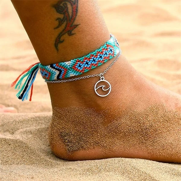 Bohemian Wave Anklets - Handmade Cotton Foot Jewelry - jasmin milk bar