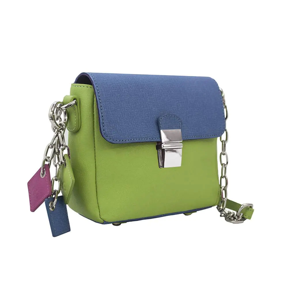 Tiny Leather Handbag -Blue/Lime (Option 1) - jasmin milk bar