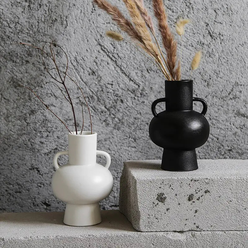 White Black Ceramic Vases - jasmin milk bar