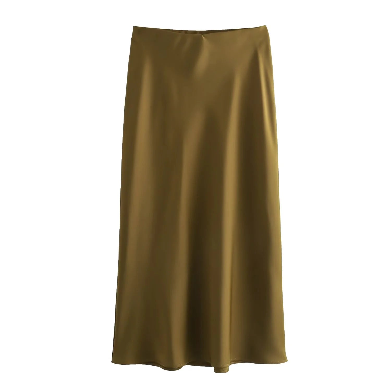 Women's Satin Pleated Midi Skirt - jasmin milk bar