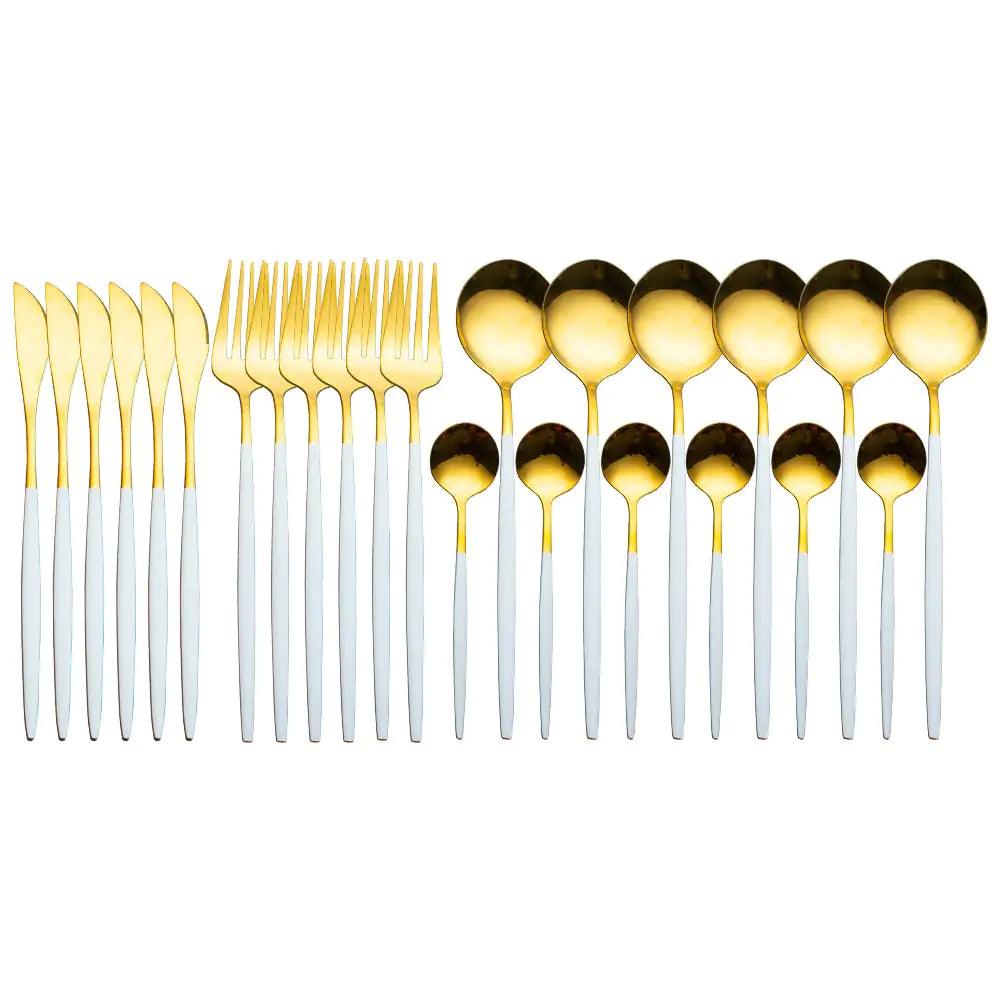 24pcs Gold Stainless Steel Cutlery Set - jasmin milk bar