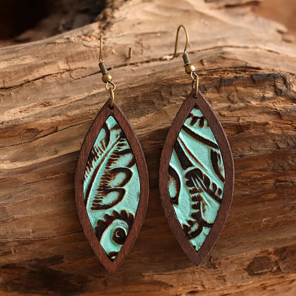 Geometrical Shape Wooden Dangle Earrings - jasmin milk bar