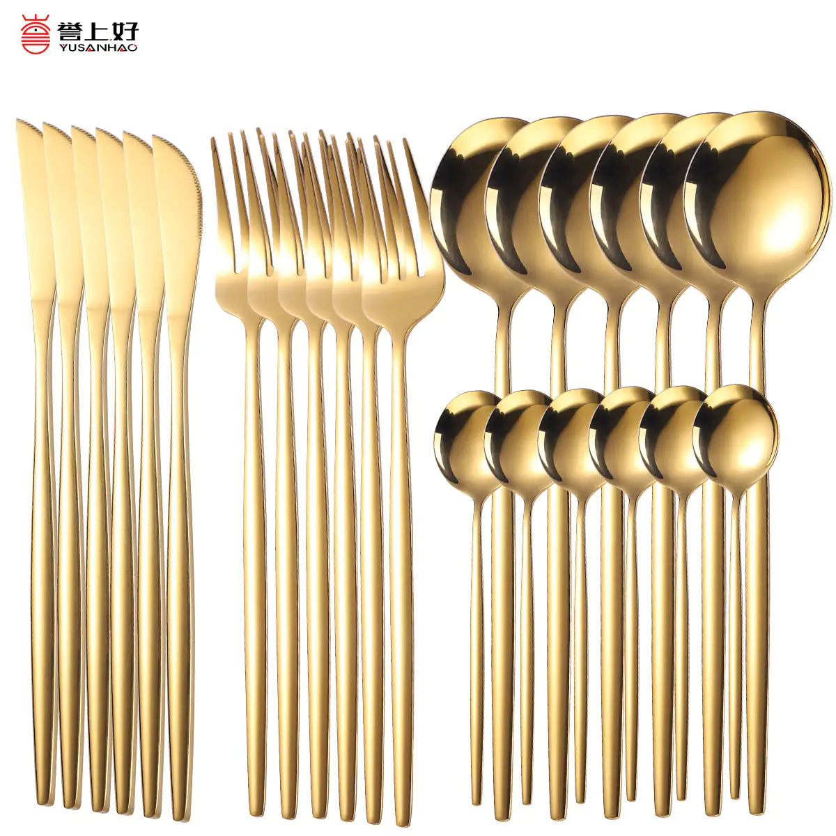 24pcs Gold Stainless Steel Cutlery Set - jasmin milk bar