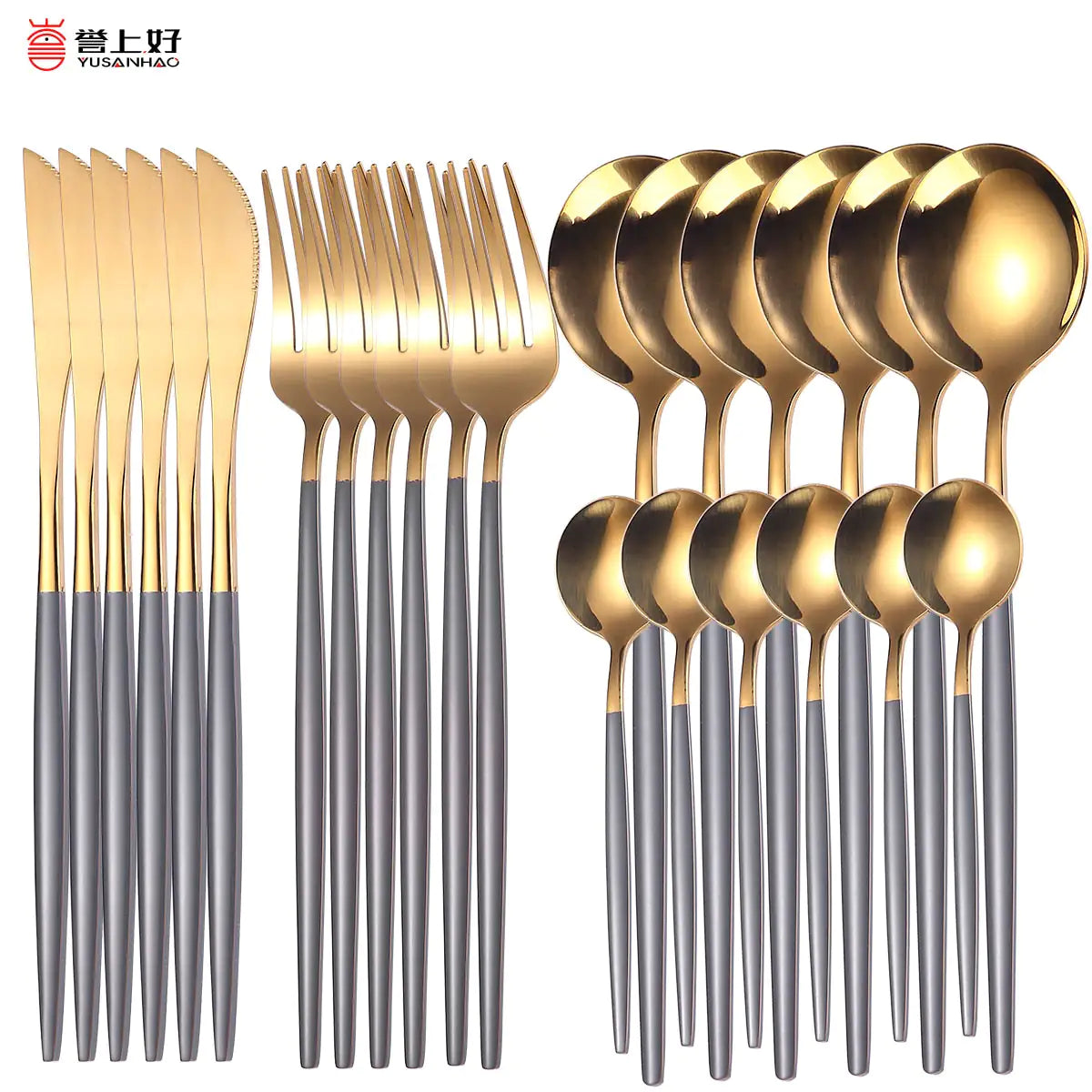 24pcs Gold Stainless Steel Cutlery Set - jasmin milk bar