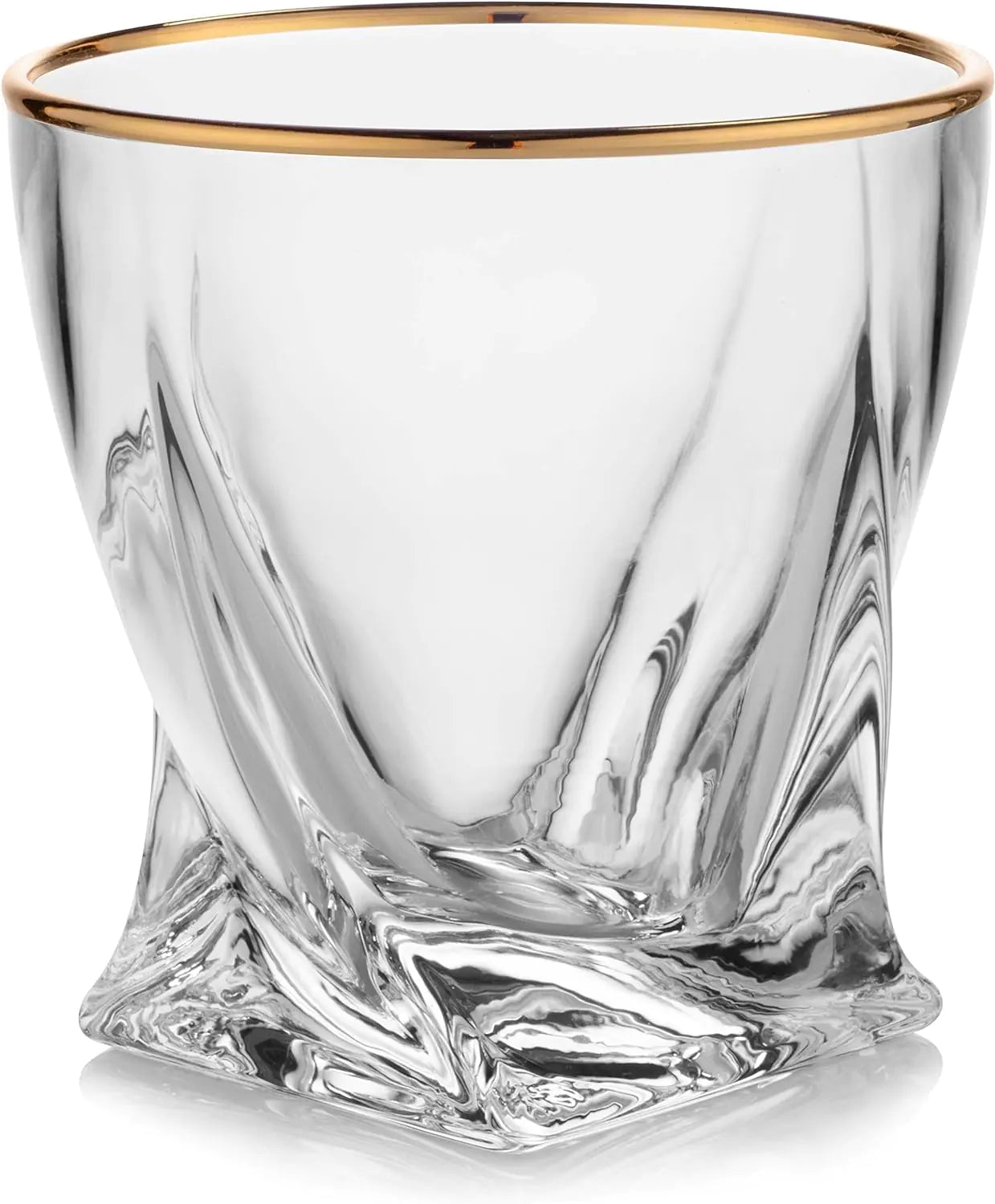 Gold-Rimmed Twisted Whiskey Glasses Set Of 4 - jasmin milk bar