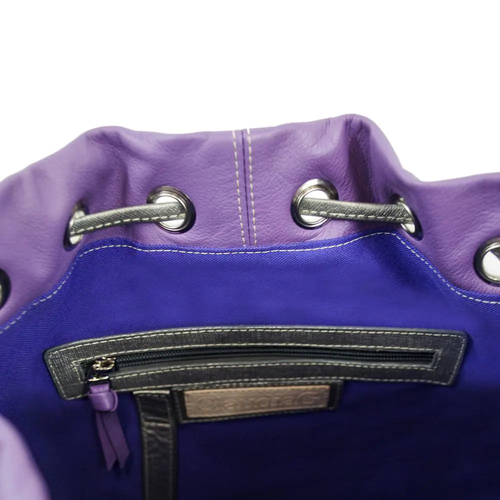 LOLA Leather Pull Bag - Plum - jasmin milk bar