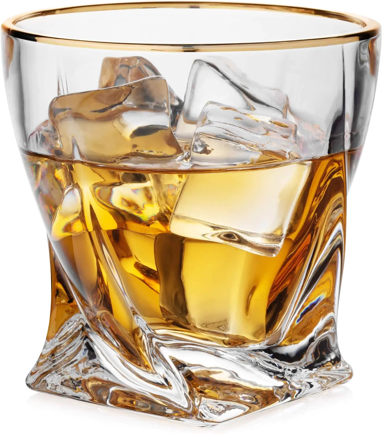 Gold-Rimmed Twisted Whiskey Glasses Set Of 4 - jasmin milk bar