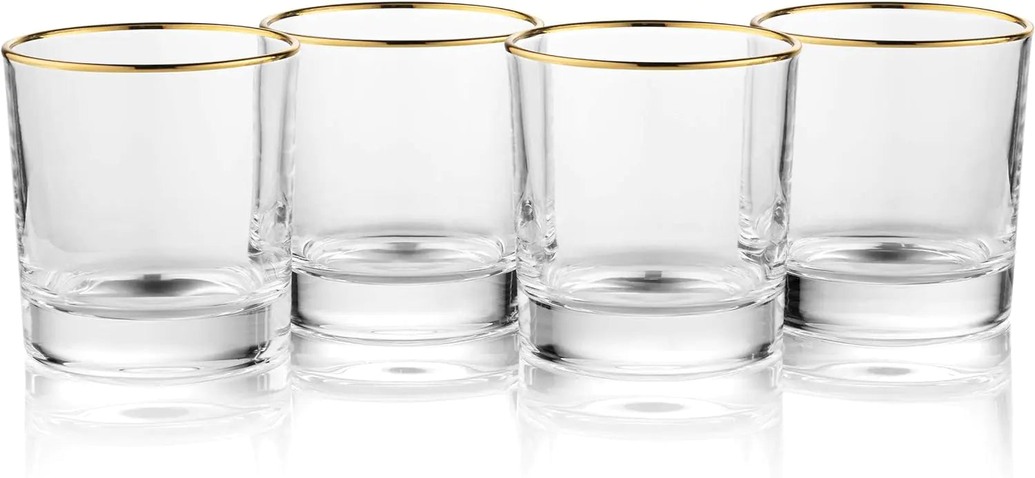 Gold-Rimmed Whiskey Tumblers Set Of 4 - jasmin milk bar