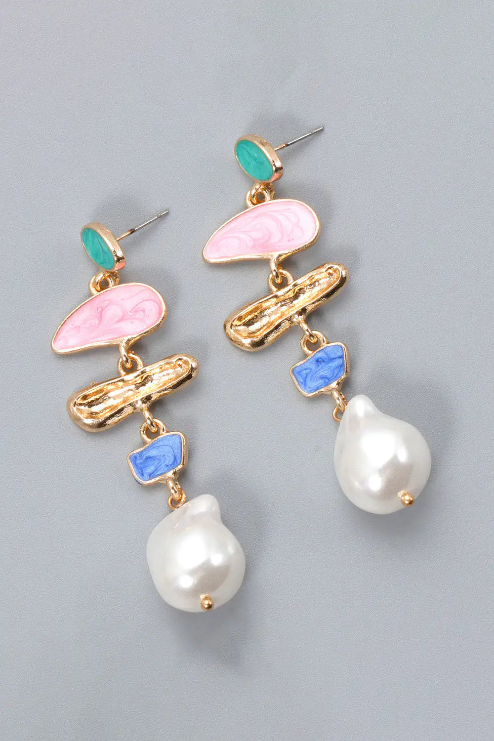 Abnormal Shape Zinc Alloy Synthetic Pearl Dangle Earrings - jasmin milk bar