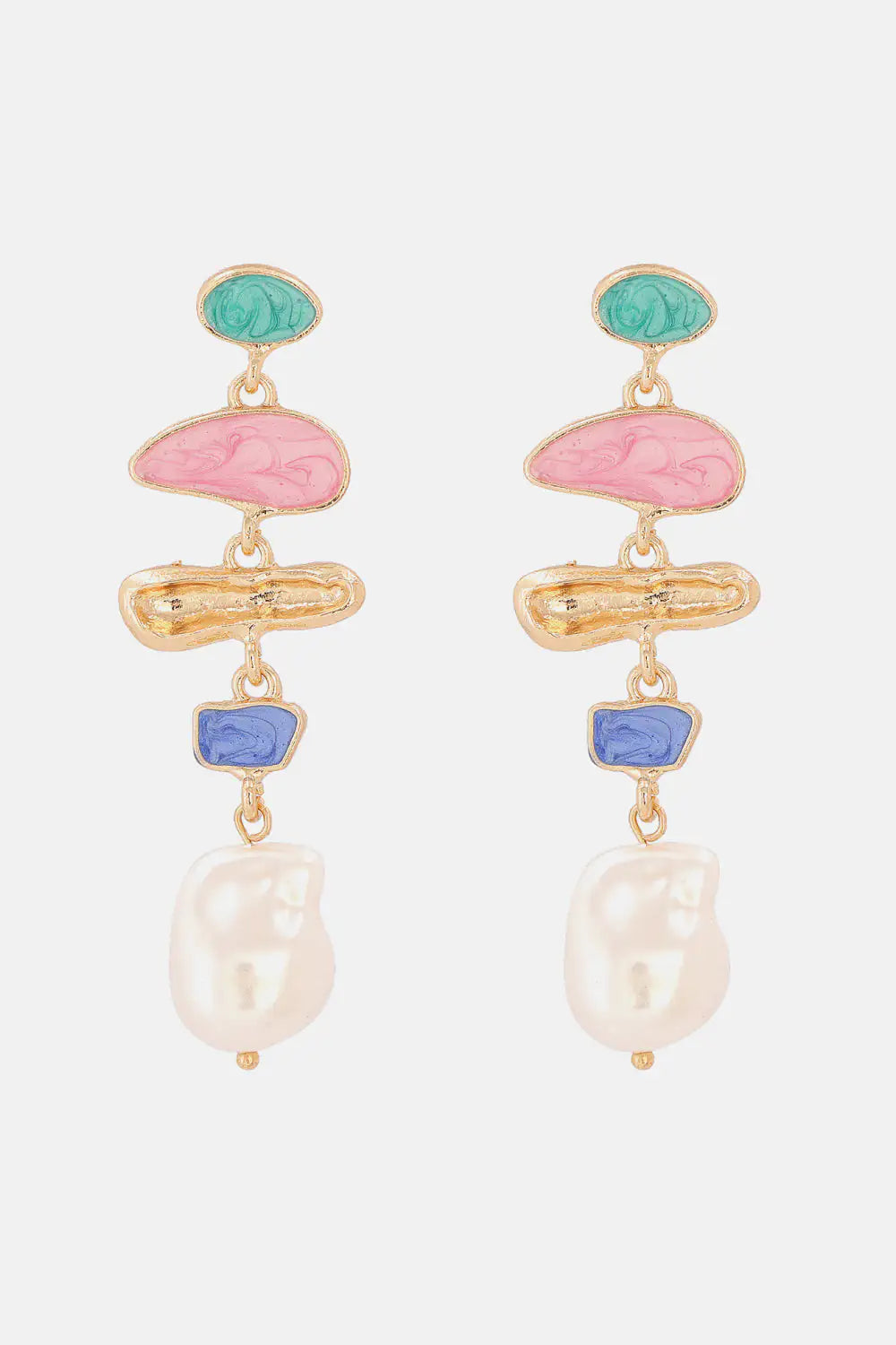 Abnormal Shape Zinc Alloy Synthetic Pearl Dangle Earrings - jasmin milk bar