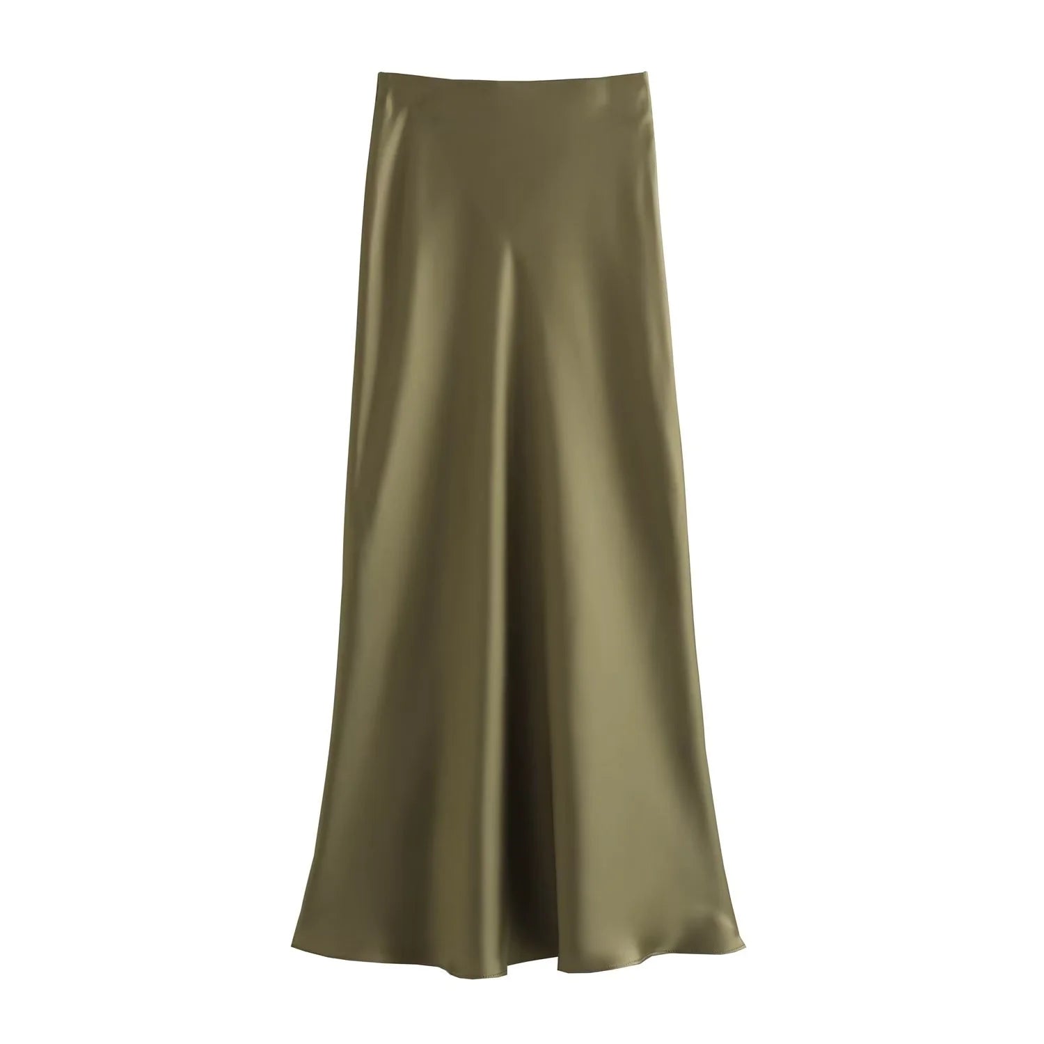 Women's Satin Pleated Midi Skirt - jasmin milk bar