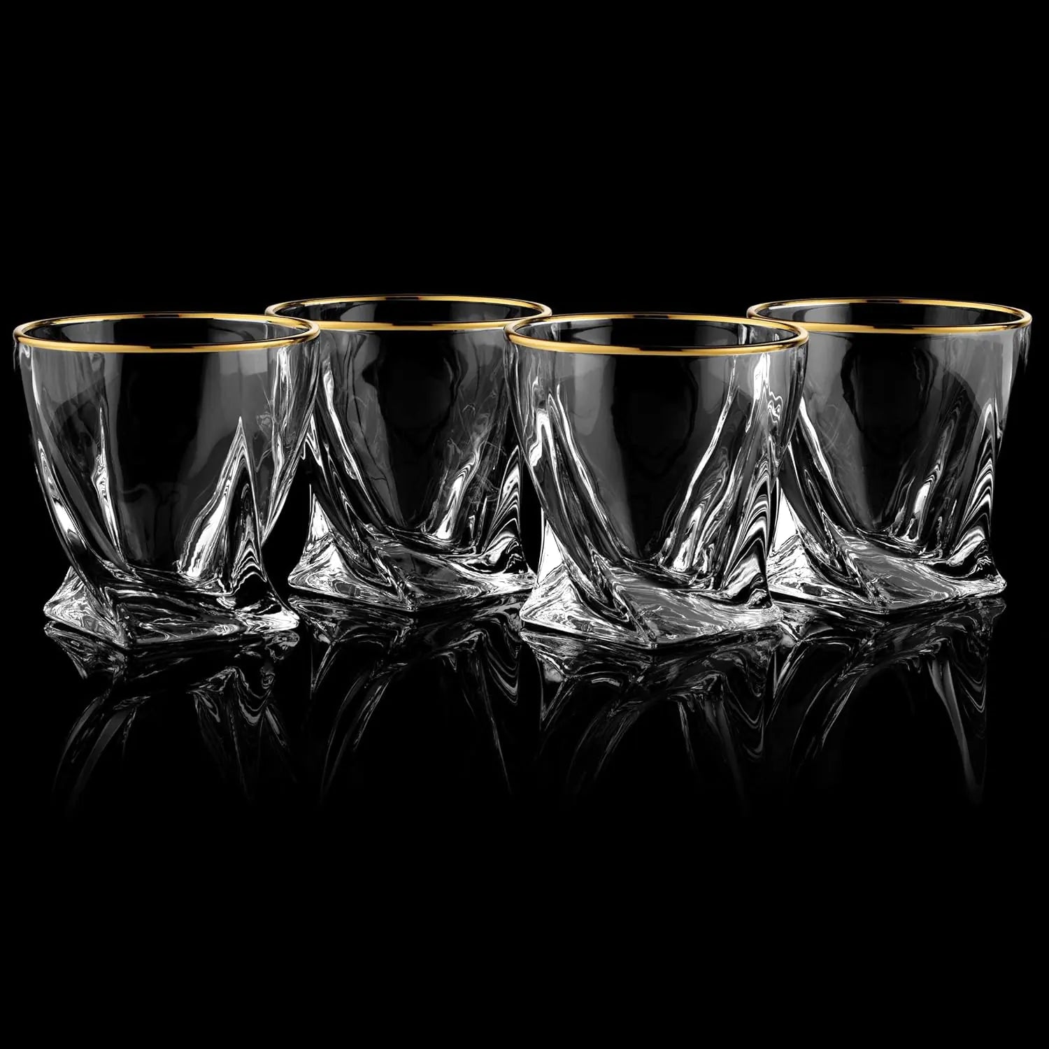 Gold-Rimmed Twisted Whiskey Glasses Set Of 4 - jasmin milk bar