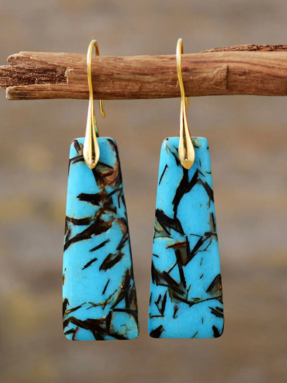 Geometrical Shape Imperial Jasper Dangle Earrings - jasmin milk bar