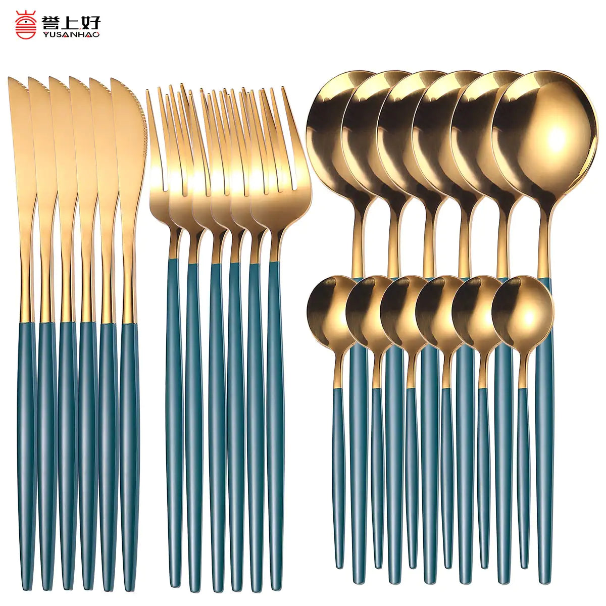 24pcs Gold Stainless Steel Cutlery Set - jasmin milk bar