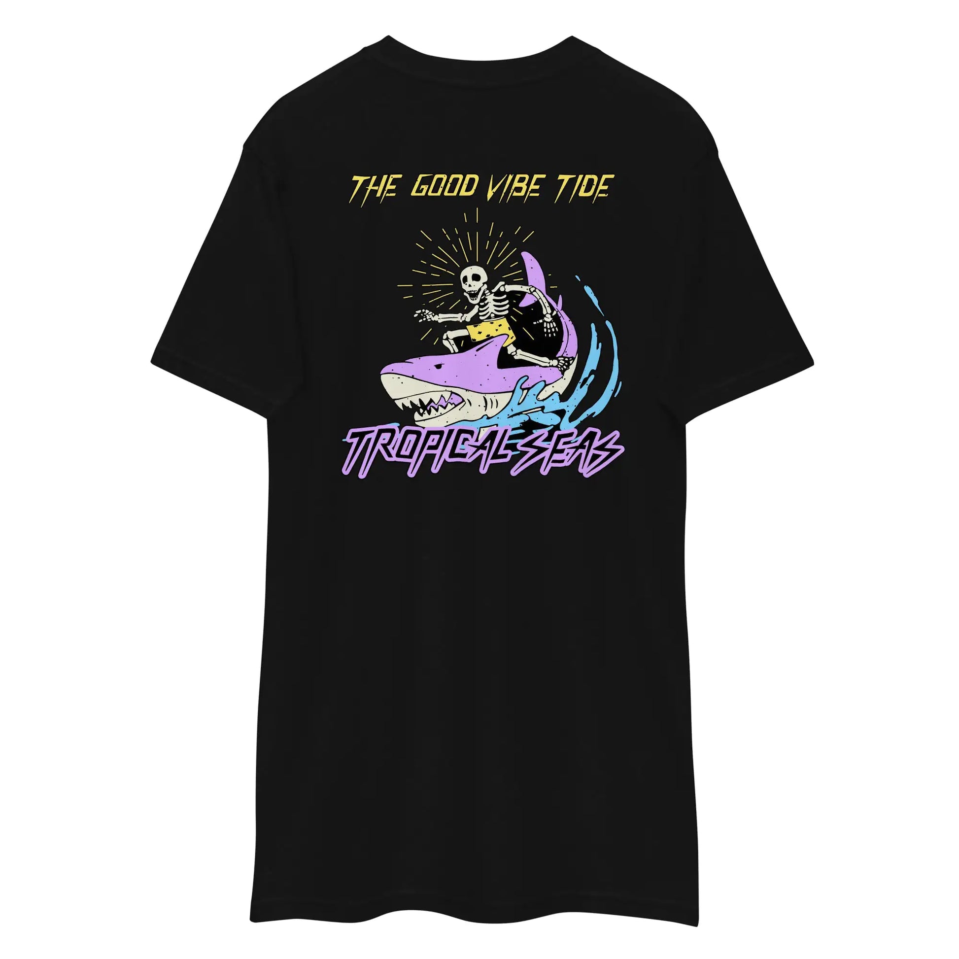 Men's Premium Tropical Neon Ride Shark T-shirt - jasmin milk bar