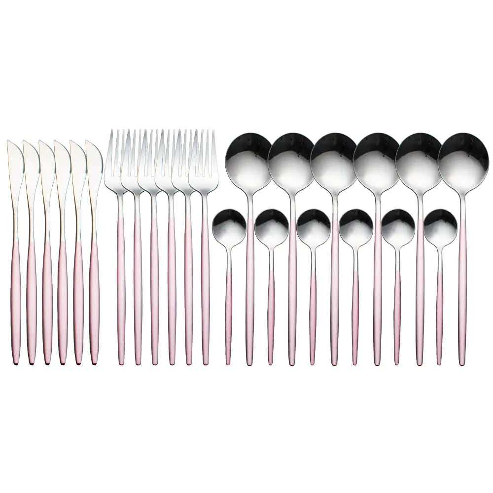 24pcs Gold Stainless Steel Cutlery Set - jasmin milk bar