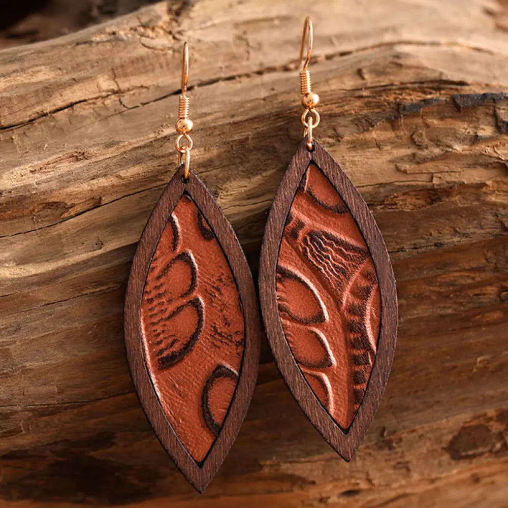 Geometrical Shape Wooden Dangle Earrings - jasmin milk bar