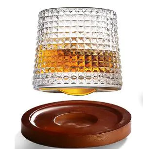 Rotating Whiskey Glass with Wooden Base - jasmin milk bar