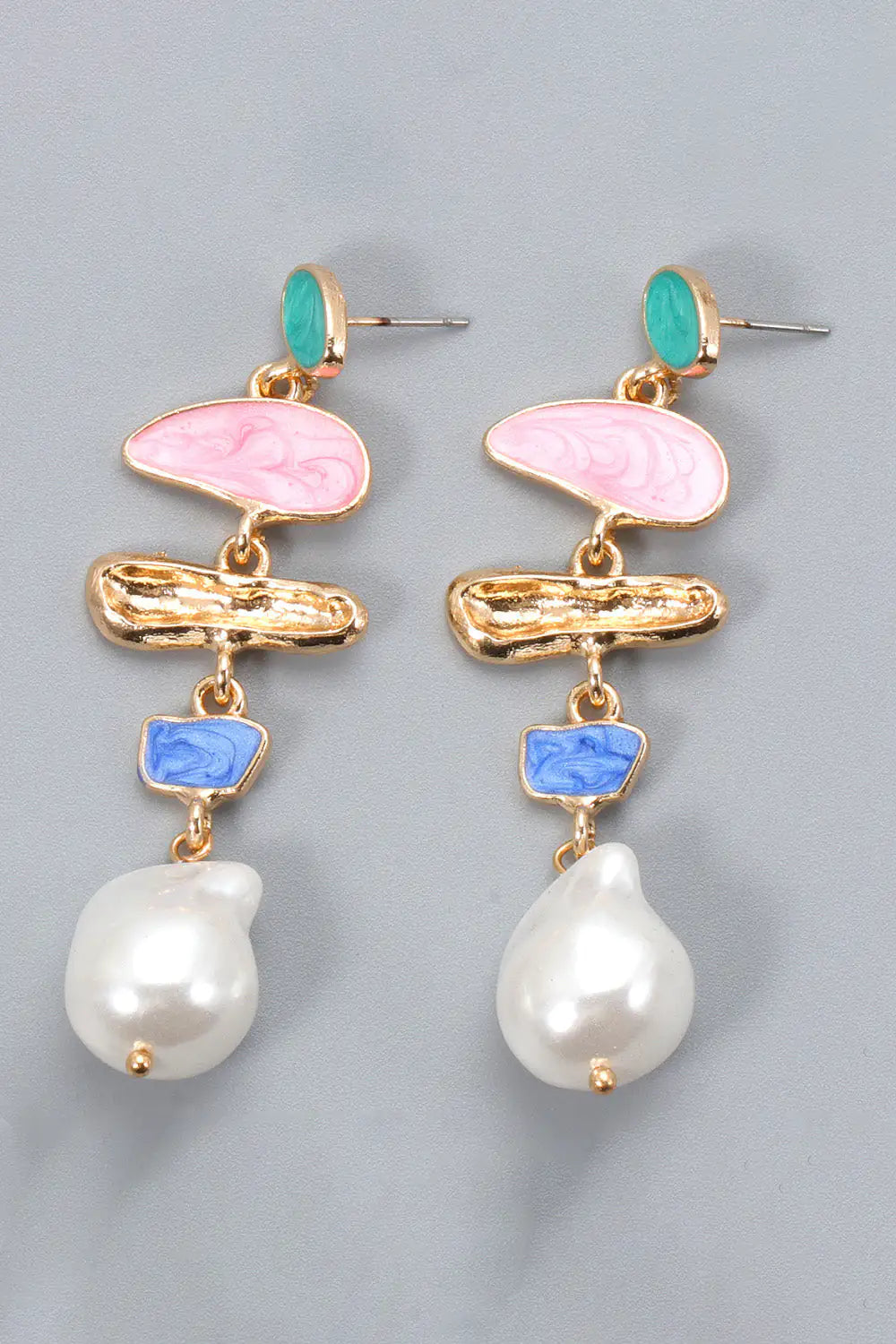 Abnormal Shape Zinc Alloy Synthetic Pearl Dangle Earrings - jasmin milk bar