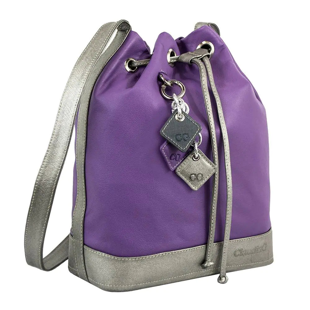 LOLA Leather Pull Bag - Plum - jasmin milk bar