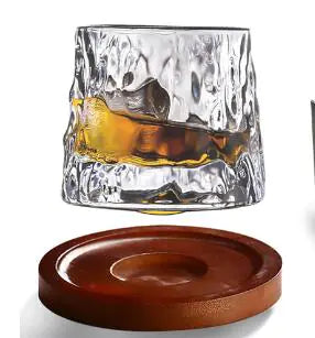 Rotating Whiskey Glass with Wooden Base - jasmin milk bar