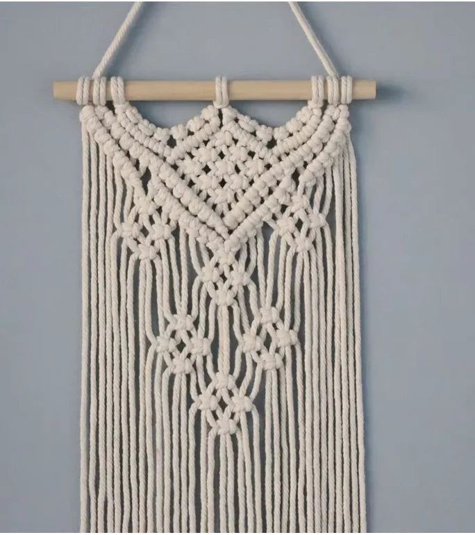 Handwoven Macrame Wall Hanging – Bohemian Cotton Rope Tapestry for Home Décor - jasmin milk bar